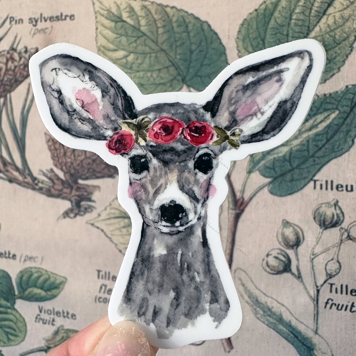 LUNA Flower Crown Deer Sticker